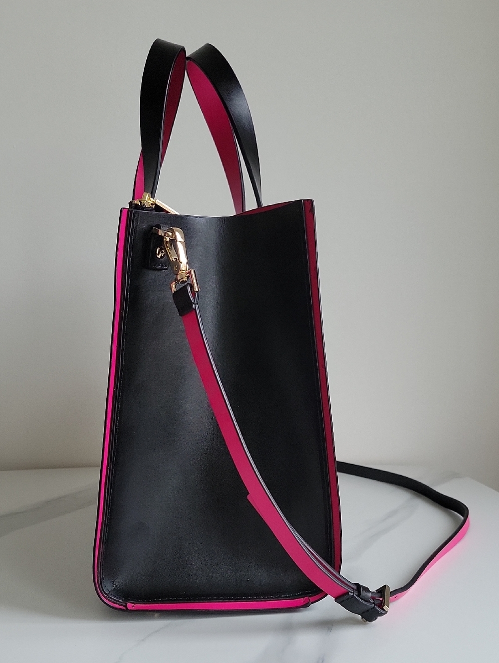 kate spade Black Leather Tote with Pink Accents - Picture 4 of 16